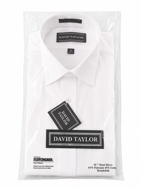 David Taylor White Men's Dress Shirt - Point Collar Broadcloth